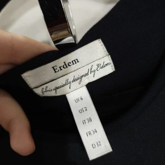 Erdem Womens Dress Allegra Red Black Floral 3/4 Sleeve Knee Length Bodycon 2 XS - Picture 5 of 10